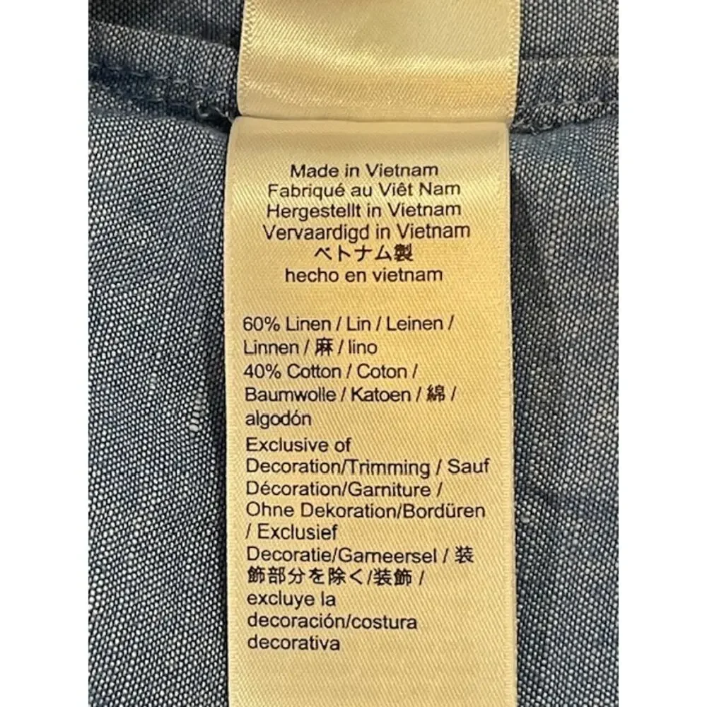J. Crew women's linen-cotton blue chambray tiered dress.